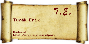 Turák Erik névjegykártya